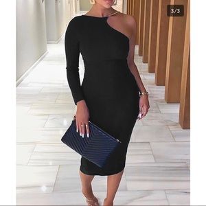 Shoulder Black Dress